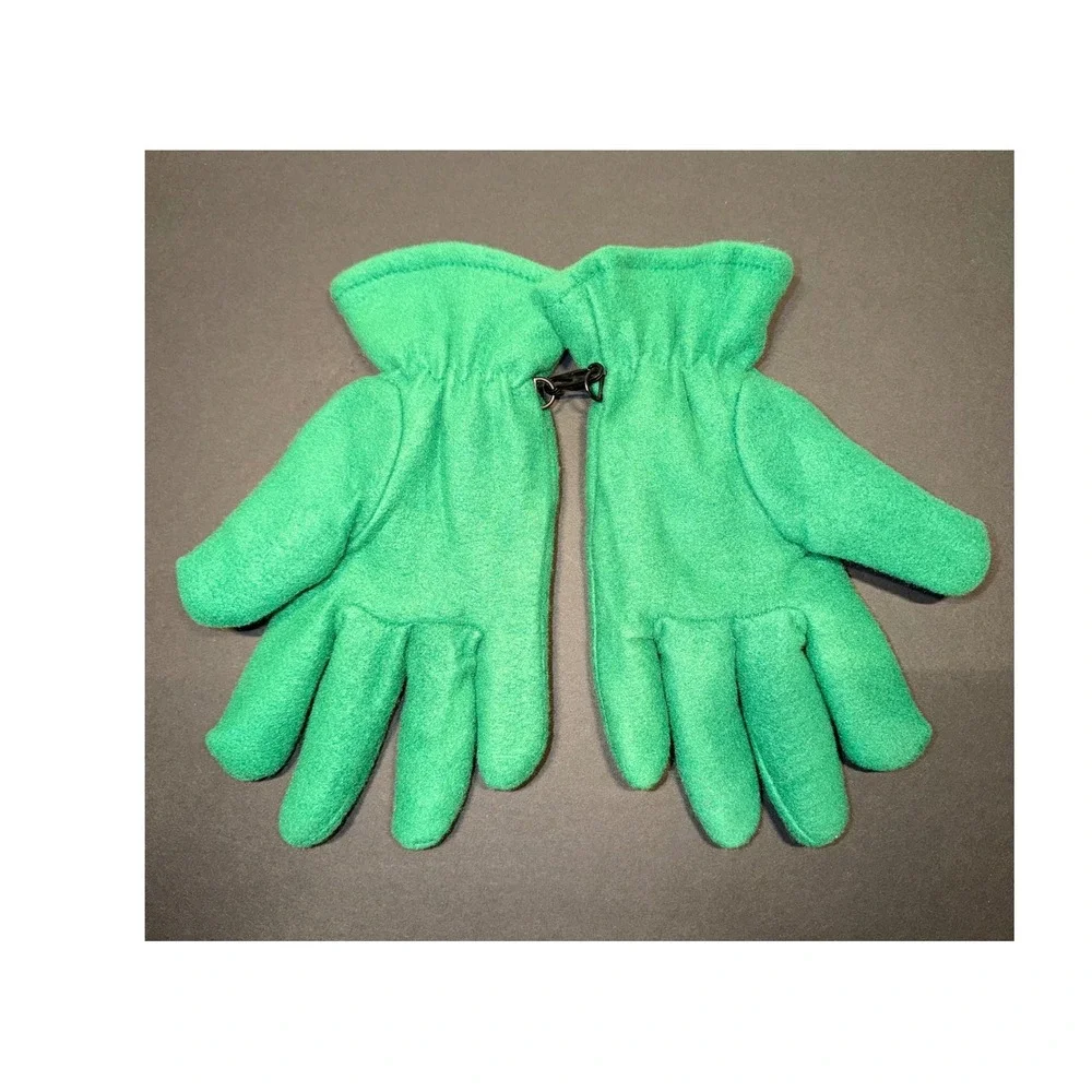 Green Four Directions Fleece Winter Gloves Lakota Medicine Wheel Embroidery